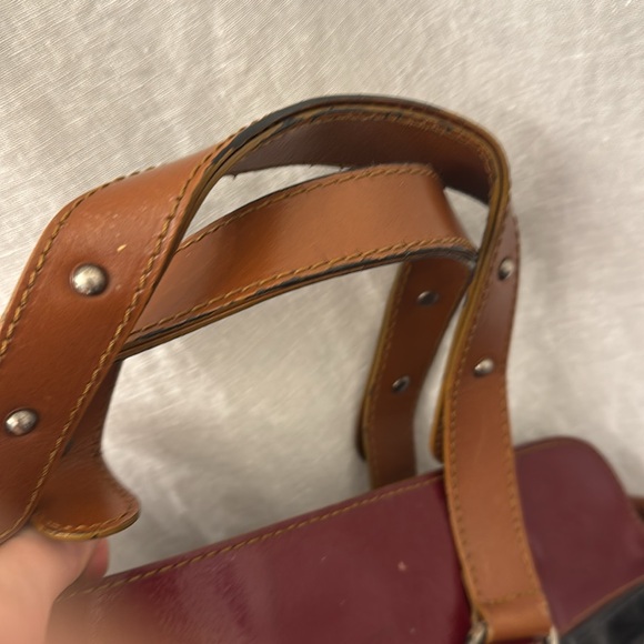 VINTAGE REGINA Women's Patent Leather Balloon HOBO Handbag Black Brown‎ Tote - Picture 9 of 14